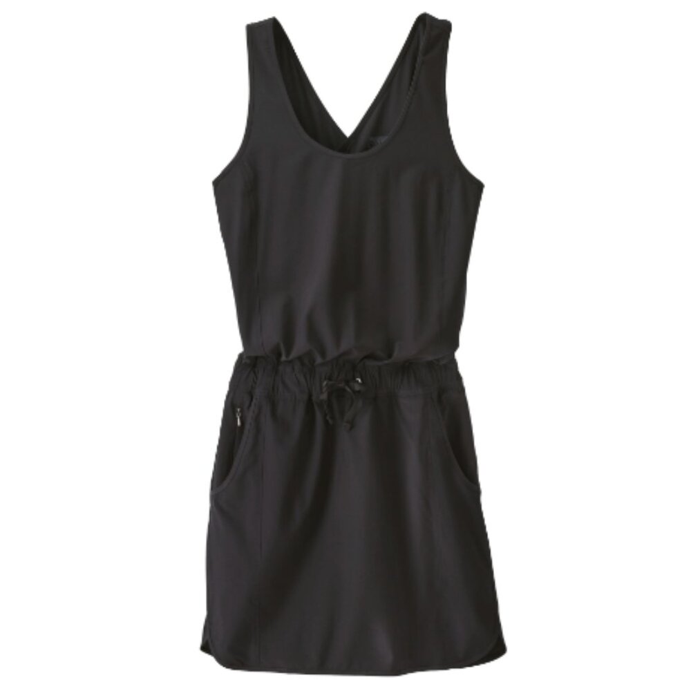 Patagonia Women's Fleetwith Mini Dress Black Lightweight Drawstring Waist Sz XS
